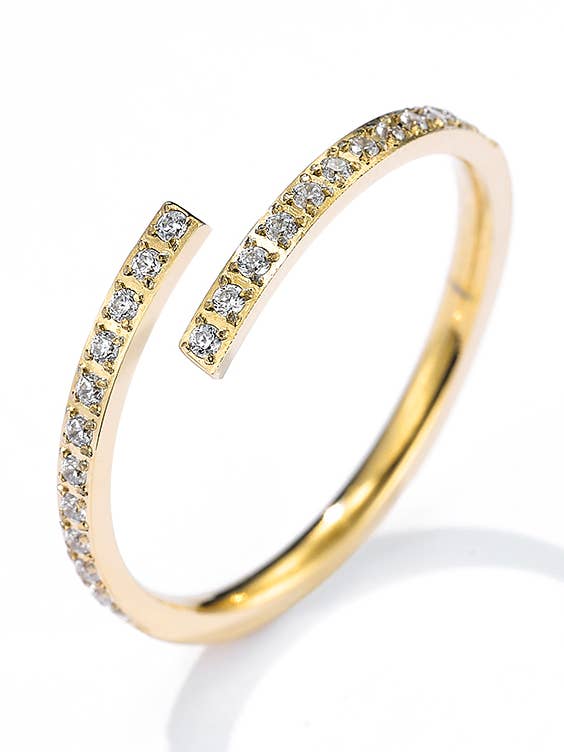 Intertwined Rhinestone Stainless Steel Ring