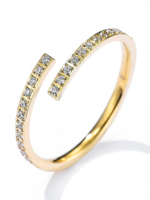 Intertwined Rhinestone Stainless Steel Ring