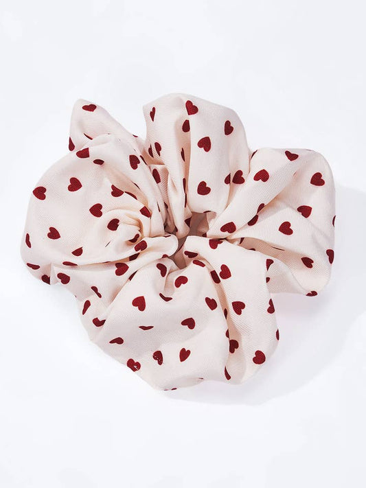 Cream Cherry-Embroidered Scrunchie